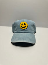 Load image into Gallery viewer, Denim Smiley Face Dad Hat

